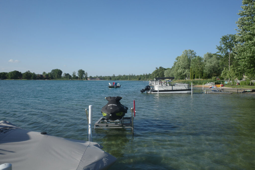 summer cottage lake scene