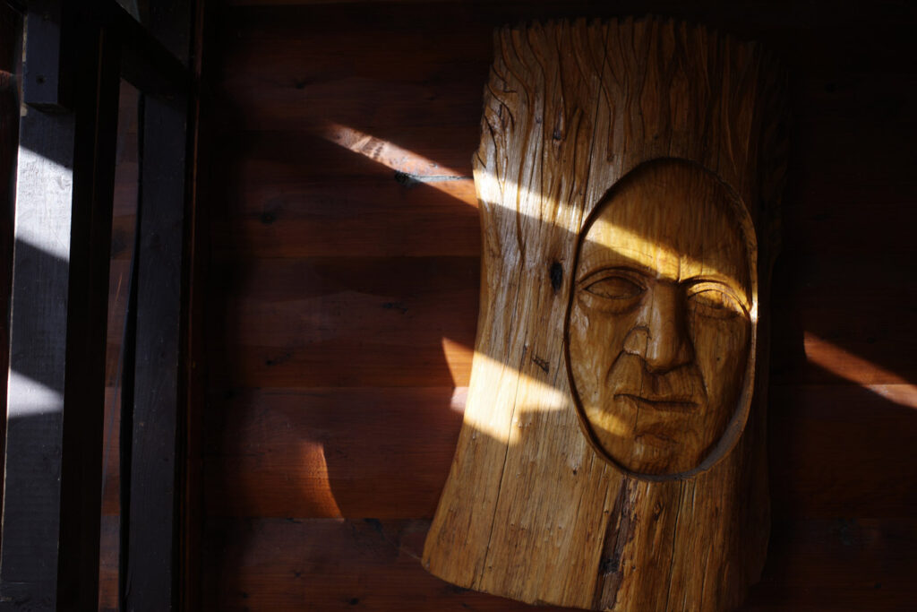 carved face totem
