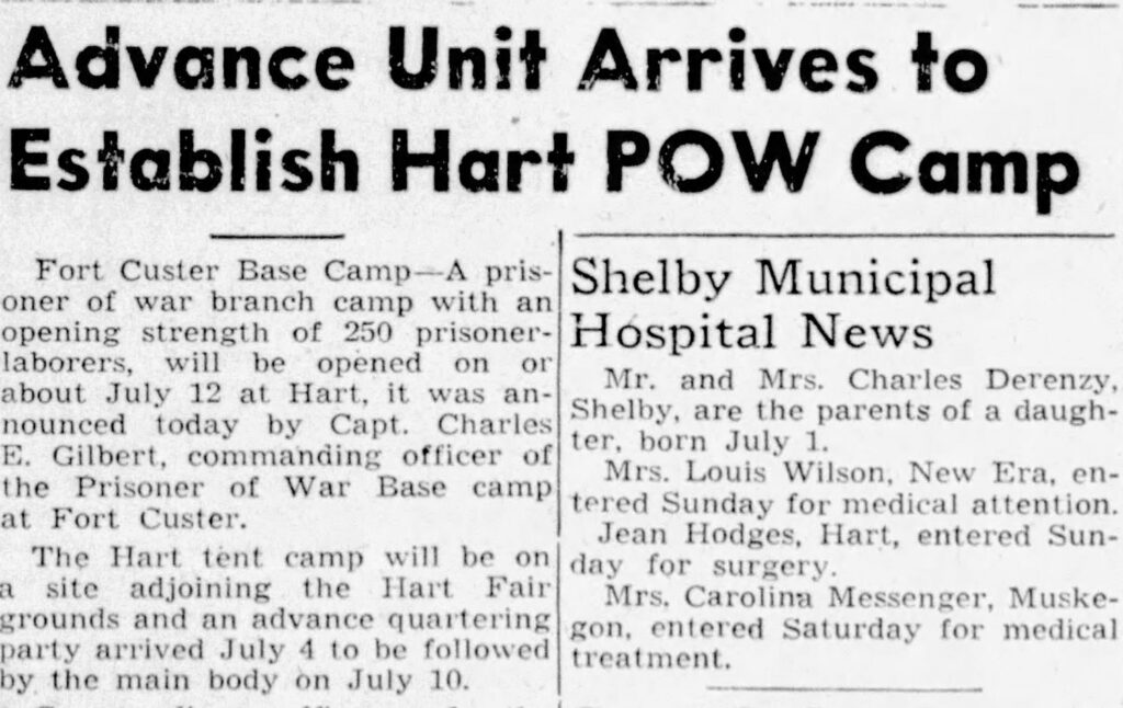 news clipping about pow camp
