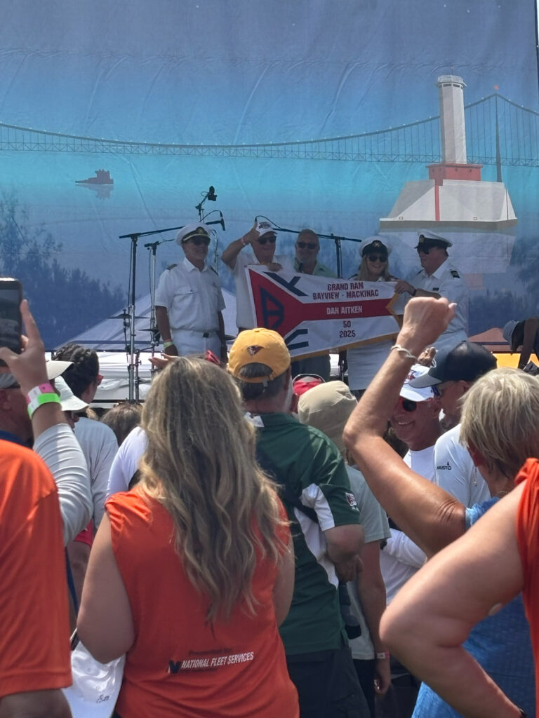 sailboats and crowds of sailors on mackinac island