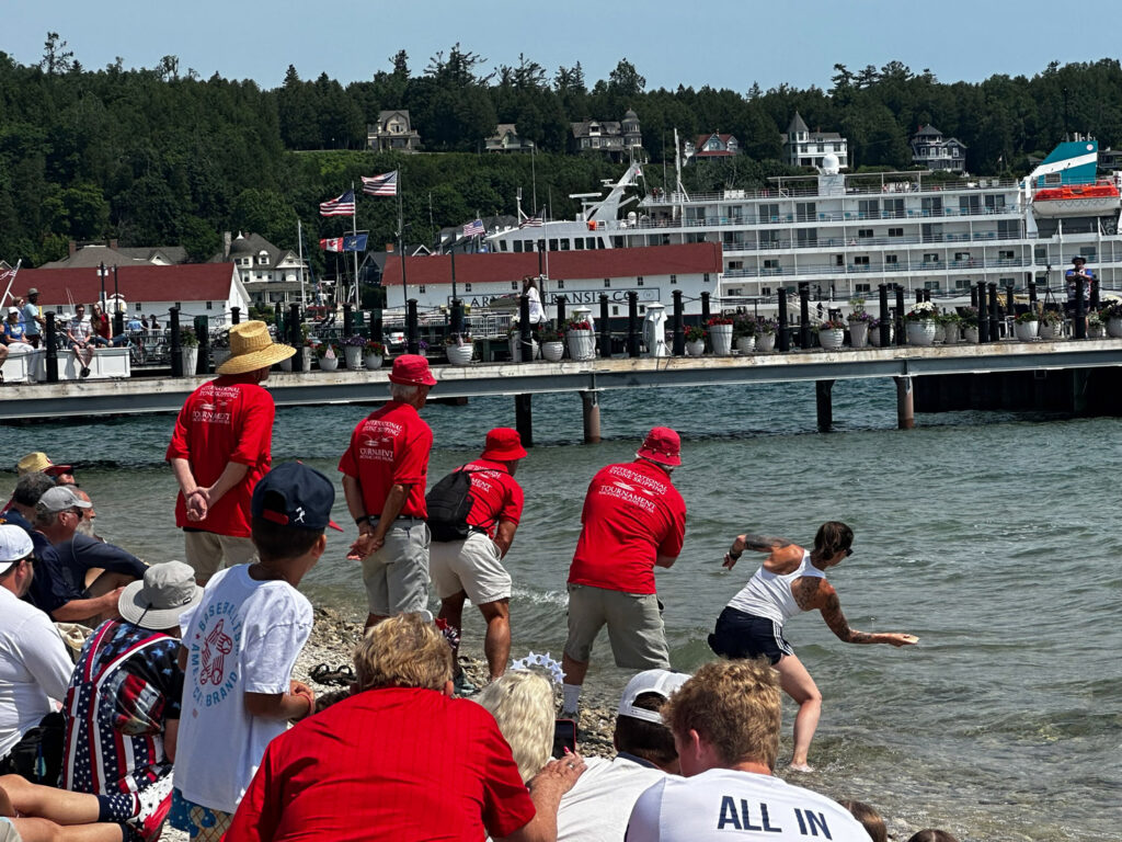 Mackinac Island stone skipping competition