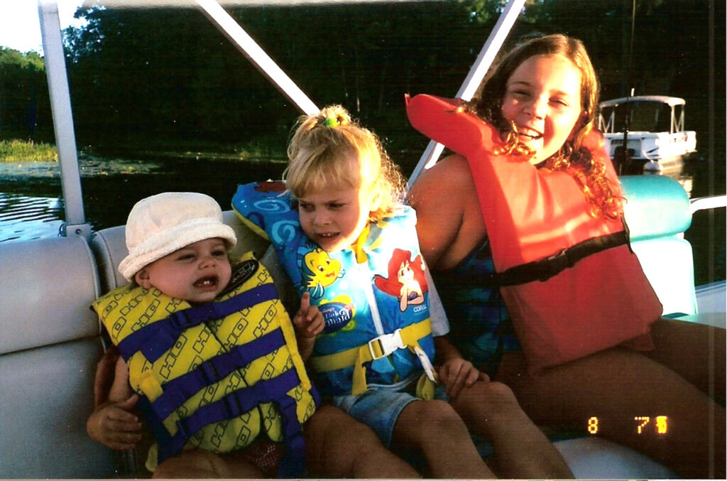 family at cabin