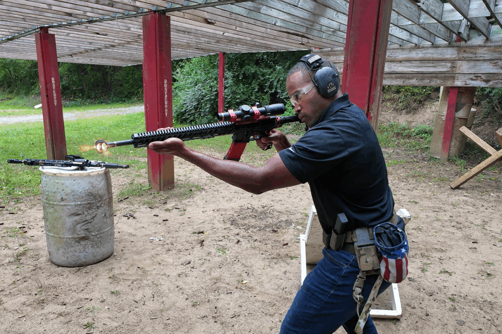 John James at gun range