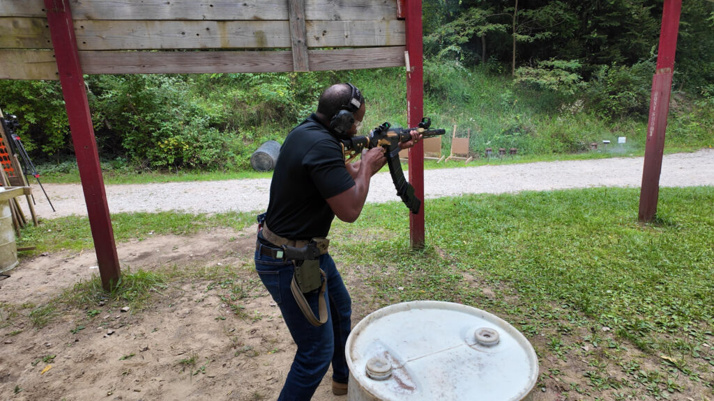 John James at gun range