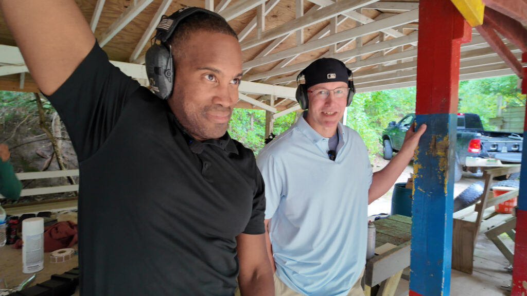 John James at gun range