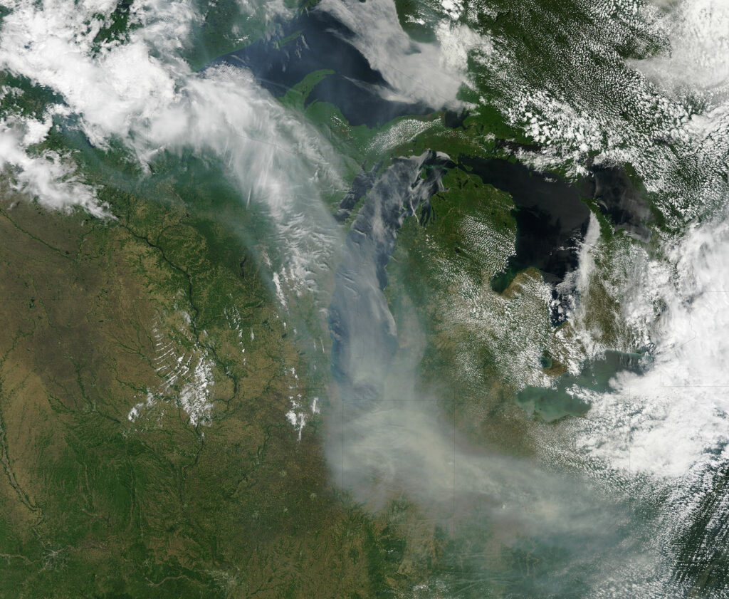 wildfire smoke over michigan