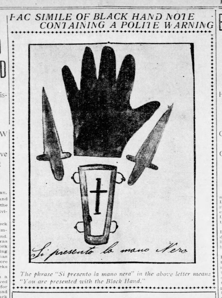 newspaper report on the black hand