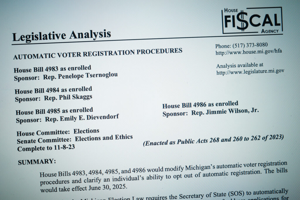 michigna automatic voter registration legislation