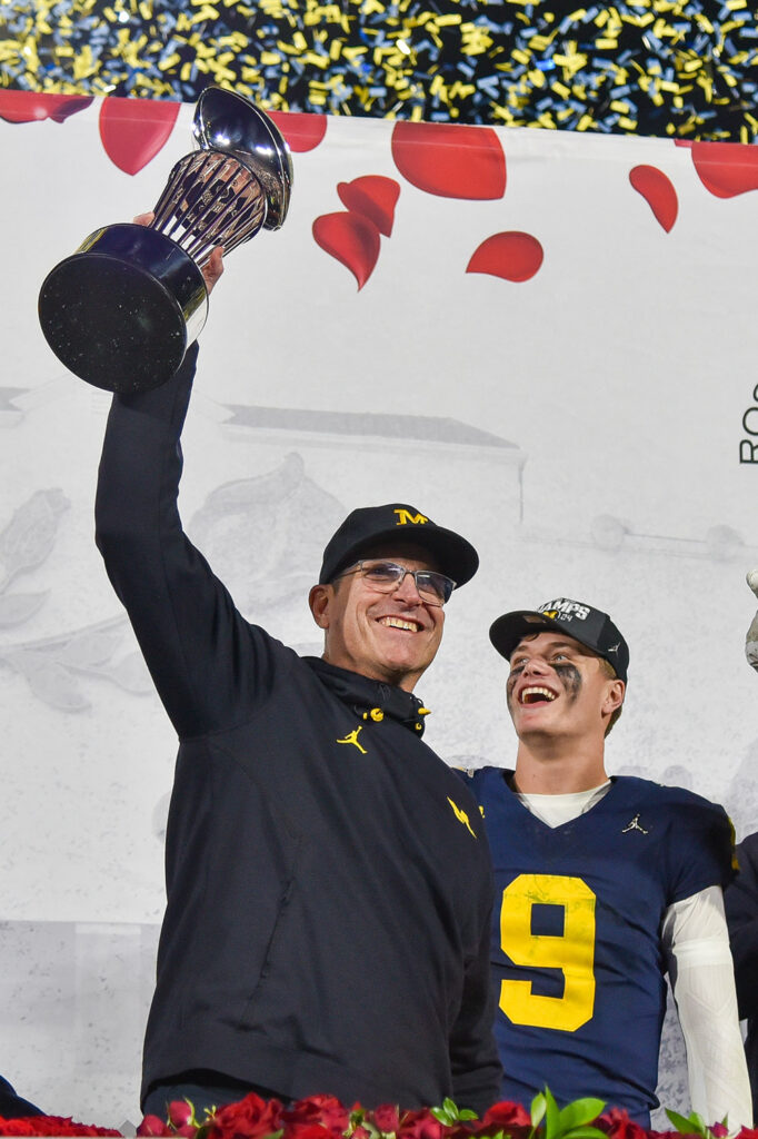 jim harbaugh 2023 national championship with jj mccarthy