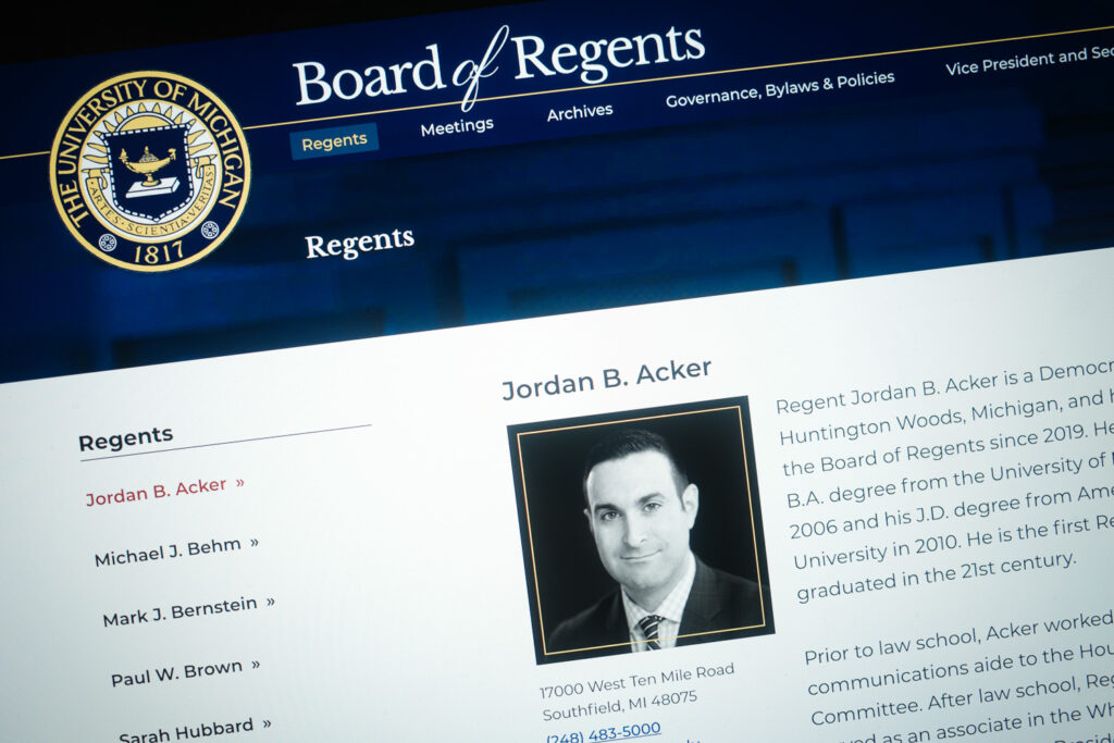 jordan acker regents webpage