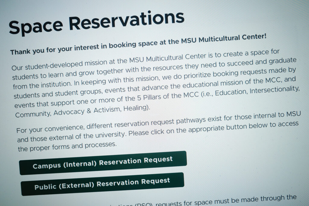 Photo of MSU multicultural center webpage