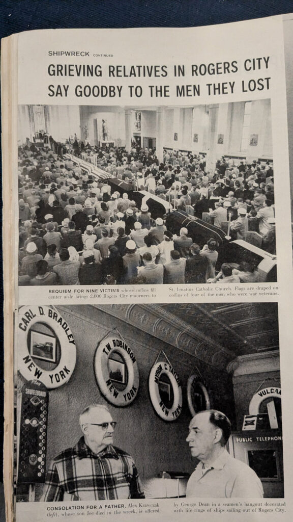 bradley ship headlines about sinking and aftermath