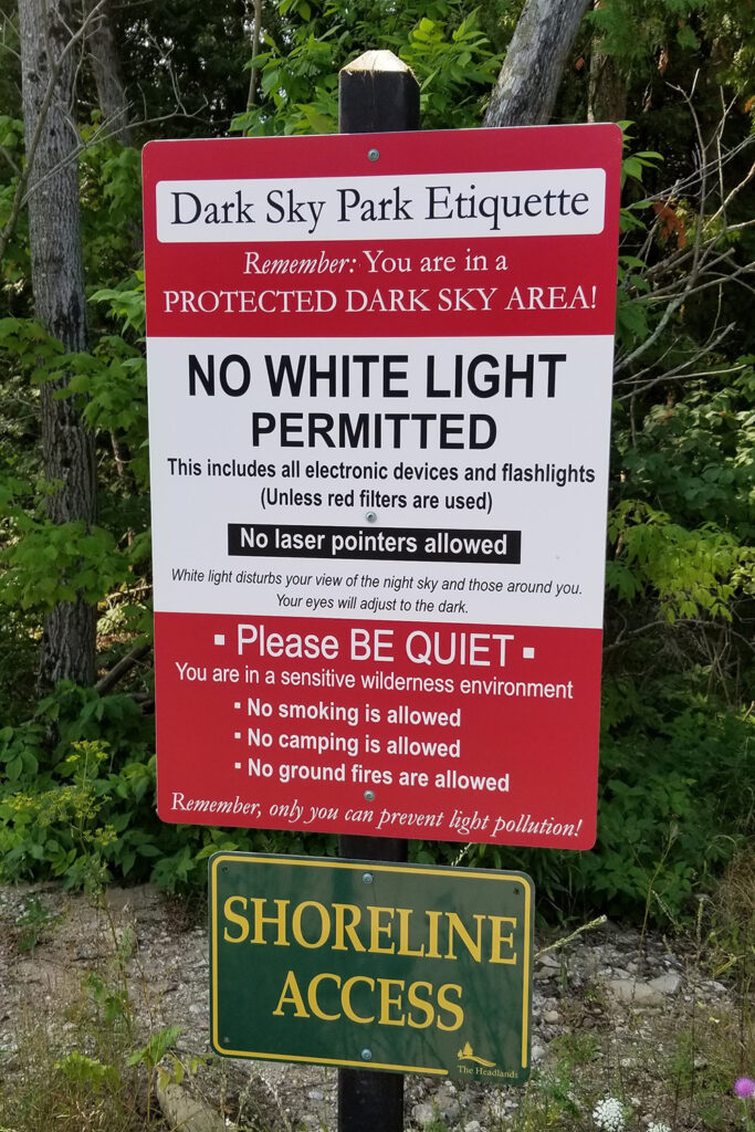 dark sky park sign