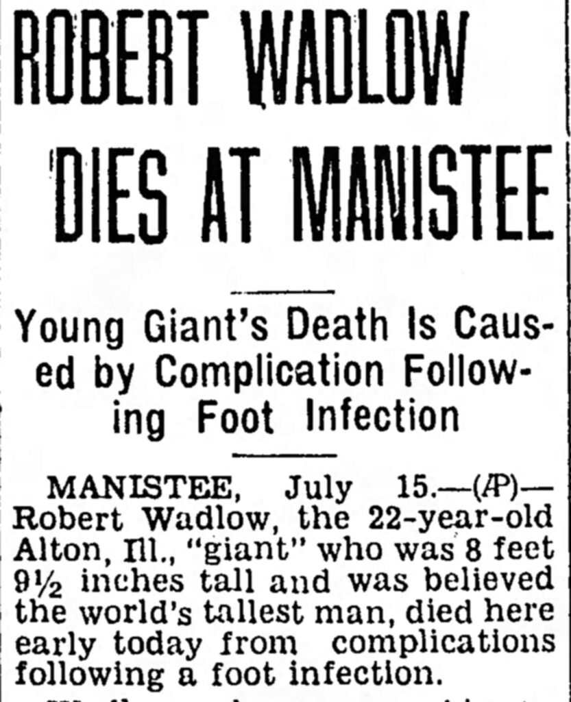 robert wadlow death headline