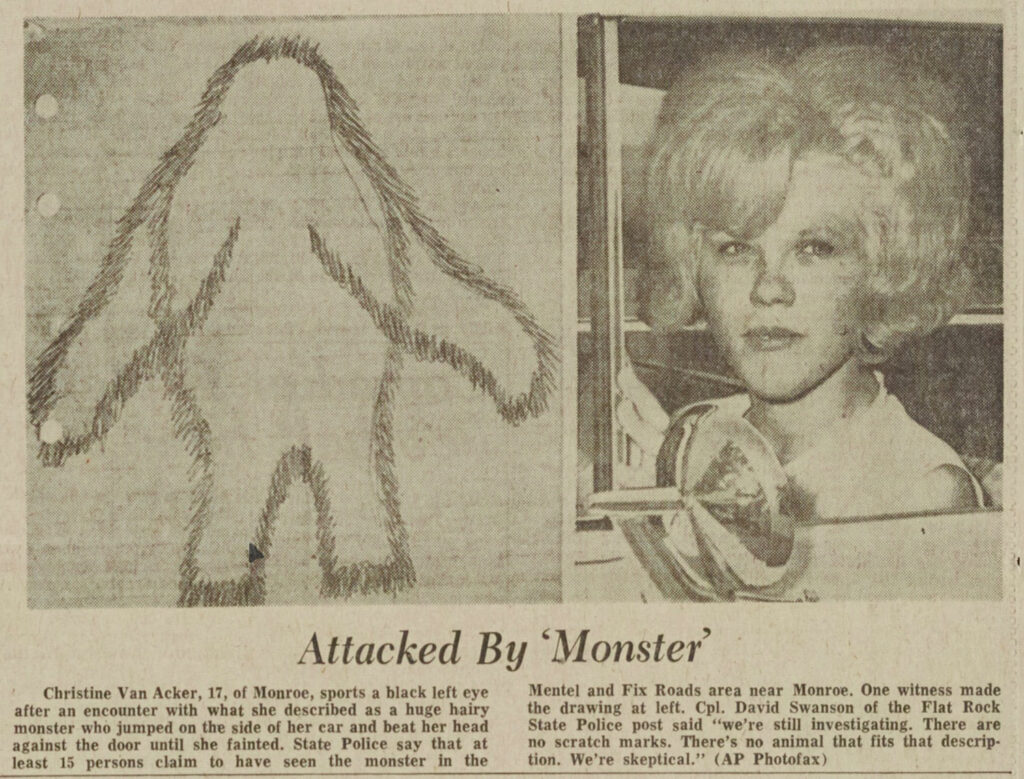 monroe monster and old newspaper headlines