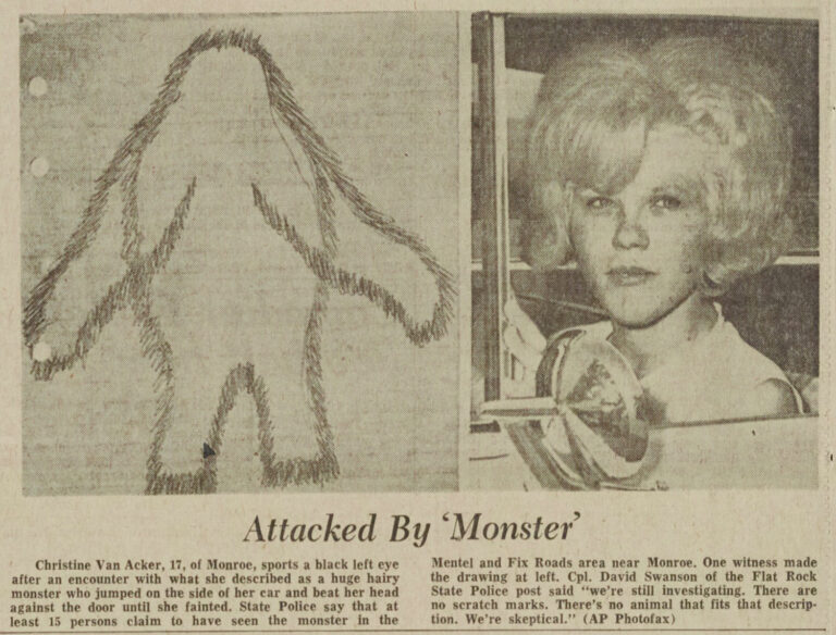 monroe monster and old newspaper headlines